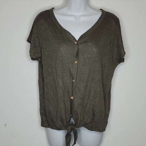 RACHEL ZOE 100% Linen Tied waist Top - Picture 2 of 8